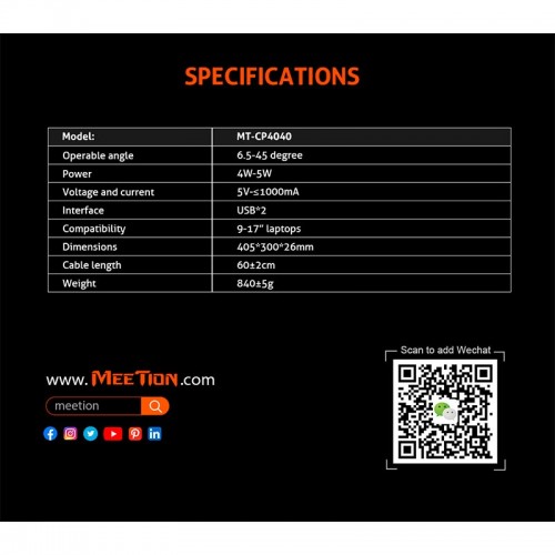 Кулер для ноутбука MEETION Gaming Cooling Pad CP4040 |9-17"|