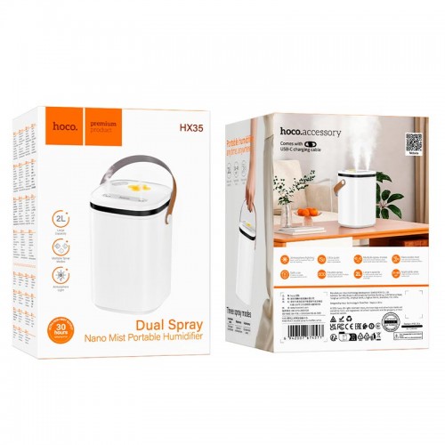 Зволожувач повітря HOCO Mist double spray humidifier HX35 |2L, 30h| white