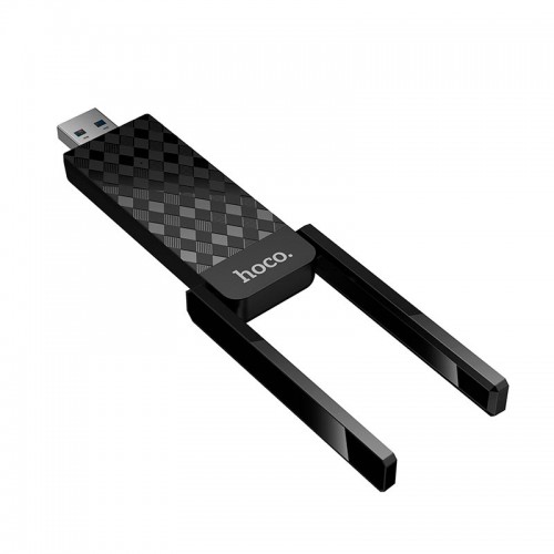 WiFi Adapter HOCO WiFi6 USB external dual antenna wireless network card HI34 |2.4G/5G, 600Mbs| black