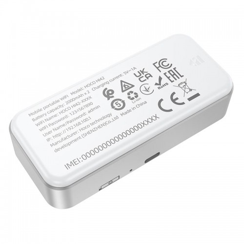 4G портативний роутер HOCO Mobile portable WiFi HI42 (Europe Asia and Africa) |2.4g/WIFI6, 8h, 802.11ax/b/g/n| white