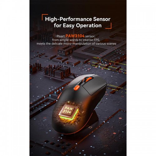 Миша MEETION Проводная + 2.4G + Bluetooth игровая мышь с зарядной базой GW38 | 6 кнопок, 8000 dpi, 30–60 ч, RGB | чёрная