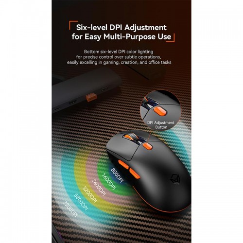 Миша MEETION Проводная + 2.4G + Bluetooth игровая мышь с зарядной базой GW38 | 6 кнопок, 8000 dpi, 30–60 ч, RGB | чёрная