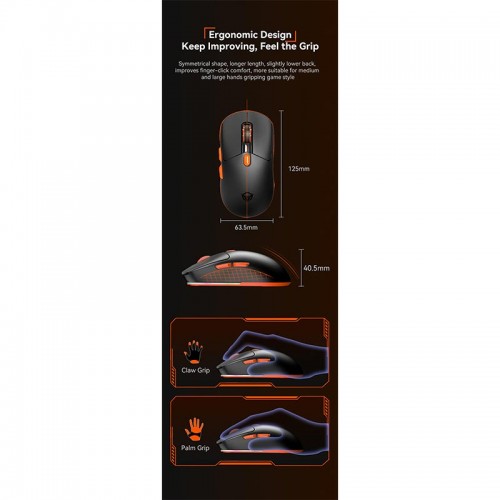 Миша MEETION Проводная + 2.4G + Bluetooth игровая мышь с зарядной базой GW38 | 6 кнопок, 8000 dpi, 30–60 ч, RGB | чёрная