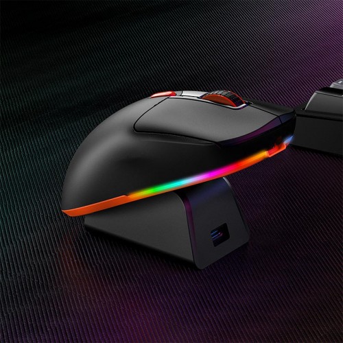 Миша MEETION Проводная + 2.4G + Bluetooth игровая мышь с зарядной базой GW38 | 6 кнопок, 8000 dpi, 30–60 ч, RGB | чёрная