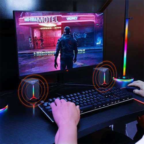 Акустика для ПК Meetion Wired Meetion Speaker MT-SP2011 |AUX+USB, 3W*2, RGB| black