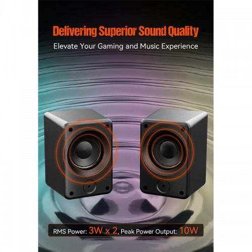 Акустика для ПК Meetion Wired Meetion Speaker MT-SP2011 |AUX+USB, 3W*2, RGB| black