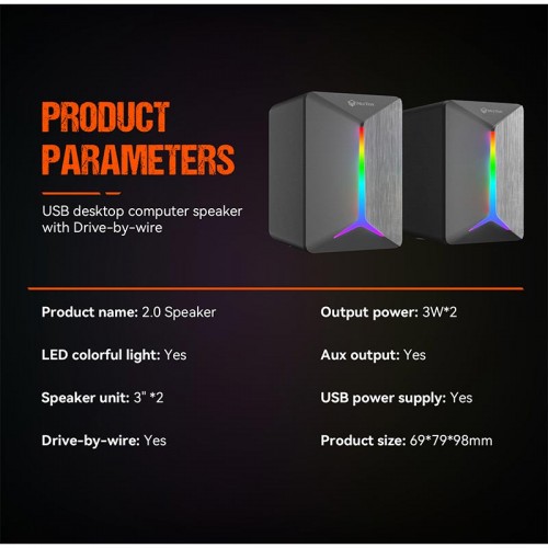 Акустика для ПК Meetion Wired Meetion Speaker MT-SP2011 |AUX+USB, 3W*2, RGB| black