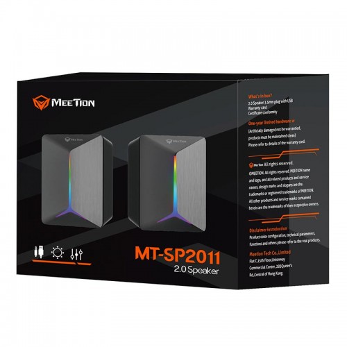 Акустика для ПК Meetion Wired Meetion Speaker MT-SP2011 |AUX+USB, 3W*2, RGB| black