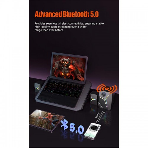 Акустика для ПК Meetion Wired+Bluetooth Meetion Speaker MT-SP2111 |BT5.0/AUX+USB, 15W, RGB| black