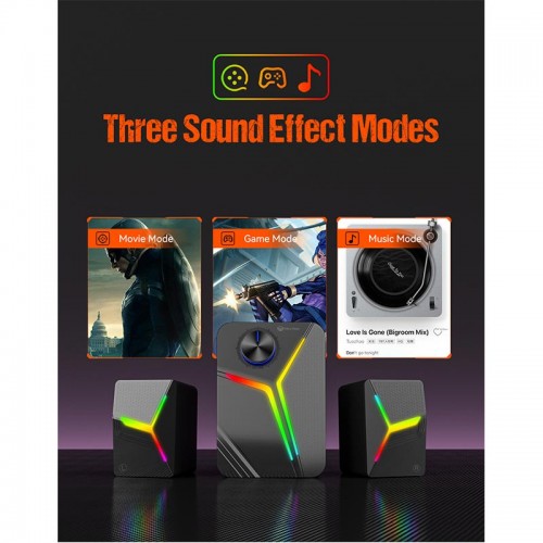 Акустика для ПК Meetion Wired+Bluetooth Meetion Speaker MT-SP2111 |BT5.0/AUX+USB, 15W, RGB| black