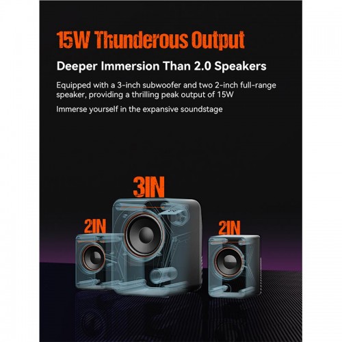 Акустика для ПК Meetion Wired+Bluetooth Meetion Speaker MT-SP2111 |BT5.0/AUX+USB, 15W, RGB| black