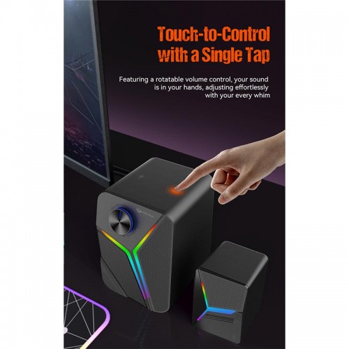 Акустика для ПК Meetion Wired+Bluetooth Meetion Speaker MT-SP2111 |BT5.0/AUX+USB, 15W, RGB| black