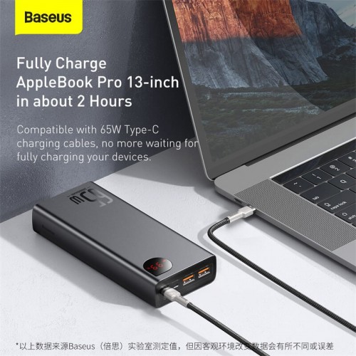 УМБ BASEUS Adaman Metal Digital Display Quick Charge Power Bank 20000mAh |2USB/1Type-C, 6A, 65W| (PPIMDA-D03) black
