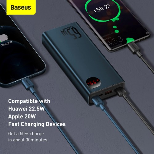 УМБ BASEUS Adaman Metal Digital Display Quick Charge Power Bank 20000mAh |2USB/1Type-C, 6A, 65W| (PPIMDA-D03) black
