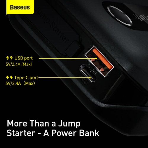 Пусковое устройство (бустер) для авто BASEUS Super Energy Air Car Jump Starter 10000mAh,Peakcurrent 1000A |1USB/1Type-C, 2.4A| (CGNL020101) black