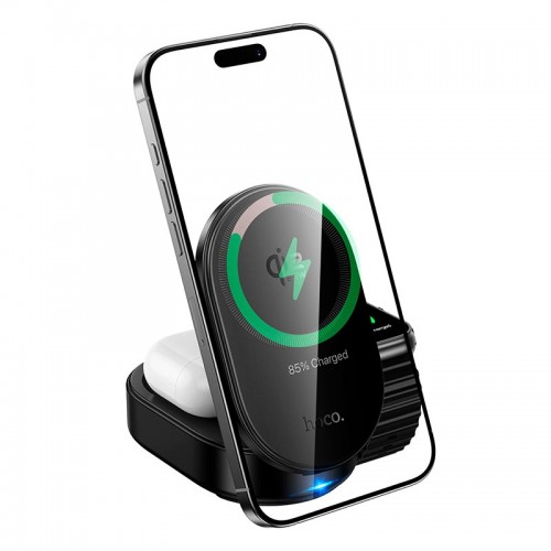 Зарядка Qi2 HOCO Pole 3-in-1 magnetic wireless fast charger CQ23 |25W|