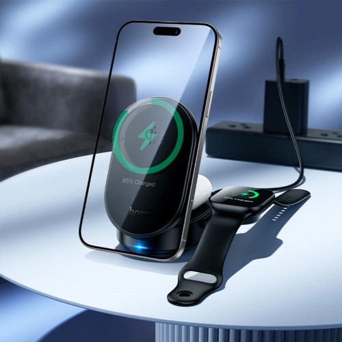Зарядка Qi2 HOCO Pole 3-in-1 magnetic wireless fast charger CQ23 |25W|