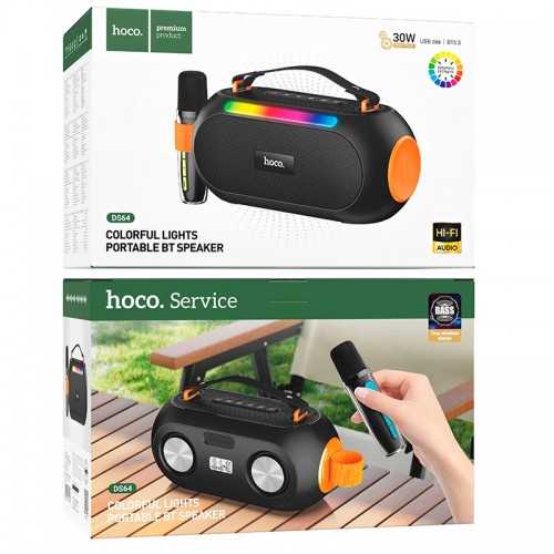 Акустика-караоке HOCO Cool portable BT speaker with one microphone DS64 |BT5.3, TWS, 30W| black