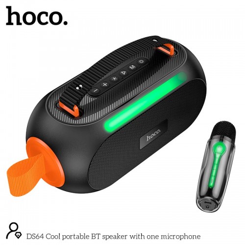Акустика-караоке HOCO Cool portable BT speaker with one microphone DS64 |BT5.3, TWS, 30W| black