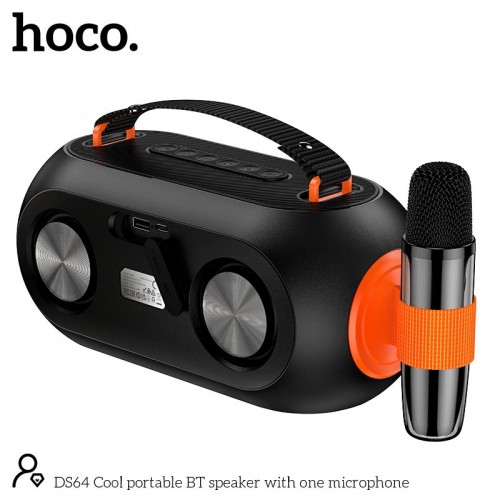 Акустика-караоке HOCO Cool portable BT speaker with one microphone DS64 |BT5.3, TWS, 30W| black