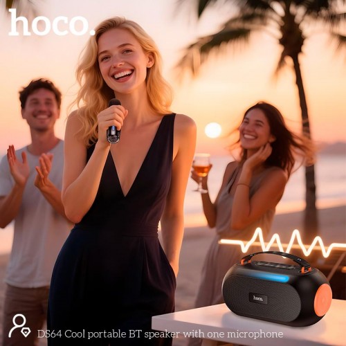 Акустика-караоке HOCO Cool portable BT speaker with one microphone DS64 |BT5.3, TWS, 30W| black