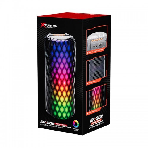 Акустика XTRIKE ME Bluetooth Speaker RGB SK-302 |BT5.4, USB/FM, 10W| black