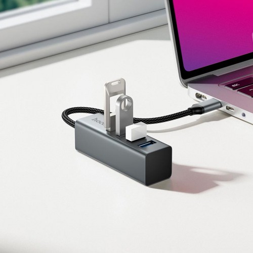 Переходник HOCO 4-in-1 converter (Type-C to USB3.0*4) HB1C |0.2m, 5Gbps|