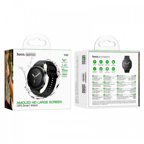 Smart watch HOCO AMOLED (call version) Y43 IP67 |1.43", 10 days, GPS, BT5.3, Heart Rate| silver
