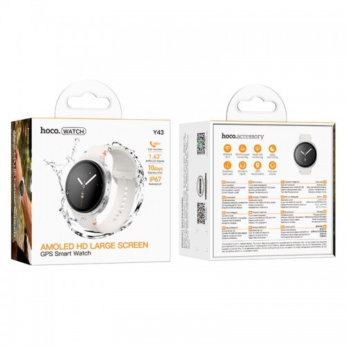 Smart watch HOCO AMOLED (call version) Y43 IP67 |1.43", 10 days, GPS, BT5.3, Heart Rate| silver