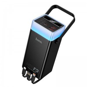 УМБ HOCO 65W fully compatible power bank with built-in cable and camping light DB103 40000mAh |2USB/1Type-C, PD/QC, 65W/3A| black