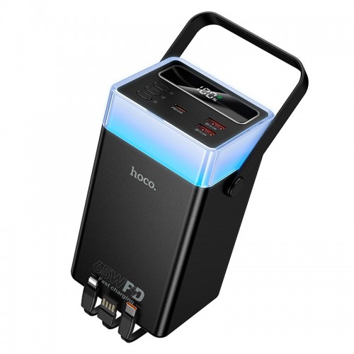 УМБ HOCO 65W fully compatible power bank with built-in cable and camping light DB103A 60000mAh |2USB/1Type-C, PD/QC, 65W/3A| black