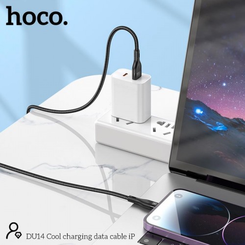 Кабель HOCO Lightning Cool charging data cable DU14 |1m, 3A|