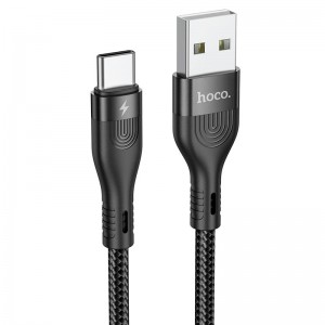 Кабель HOCO Type-C Cool charging data cable DU14 |1m, 3A| black
