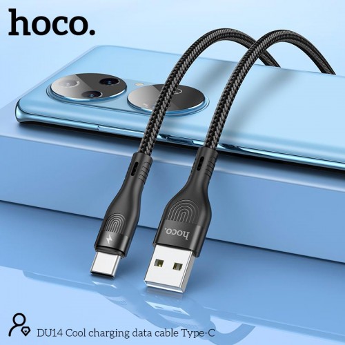 Кабель HOCO Type-C Cool charging data cable DU14 |1m, 3A| black