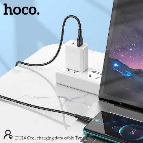 Кабель HOCO Type-C Cool charging data cable DU14 |1m, 3A| black