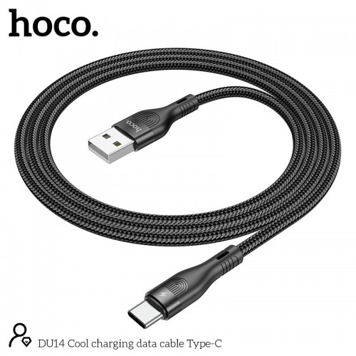 Кабель HOCO Type-C Cool charging data cable DU14 |1m, 3A| black