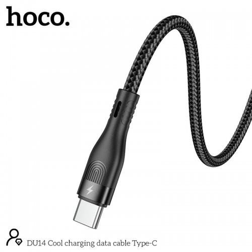 Кабель HOCO Type-C Cool charging data cable DU14 |1m, 3A| black