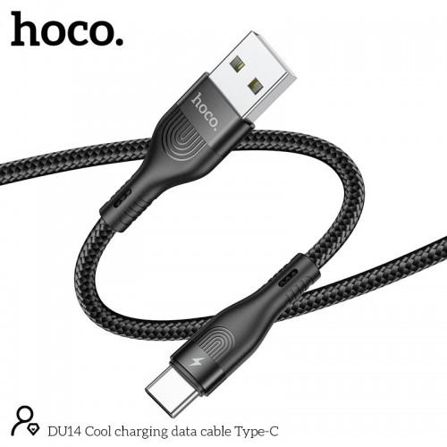 Кабель HOCO Type-C Cool charging data cable DU14 |1m, 3A| black