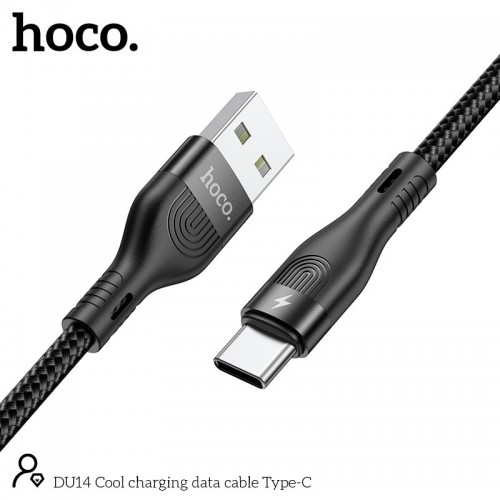 Кабель HOCO Type-C Cool charging data cable DU14 |1m, 3A| black