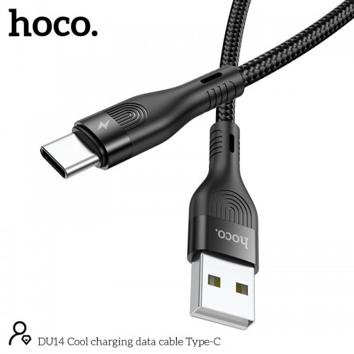 Кабель HOCO Type-C Cool charging data cable DU14 |1m, 3A| black