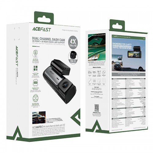 Відеореєстратор ACEFAST 4K dual-channel dash cam X2 |3.59", 4k/30fps, Wi-Fi, GPS| black