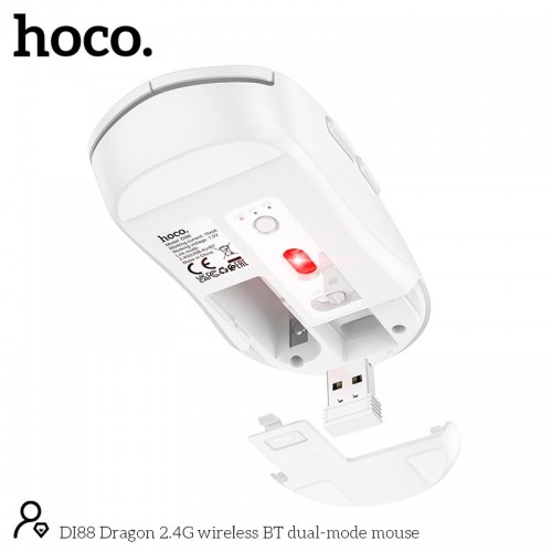 Миша HOCO Dragon wireless BT dual-mode mouse DI88 |2.4G, BT3.0+5.2| pink