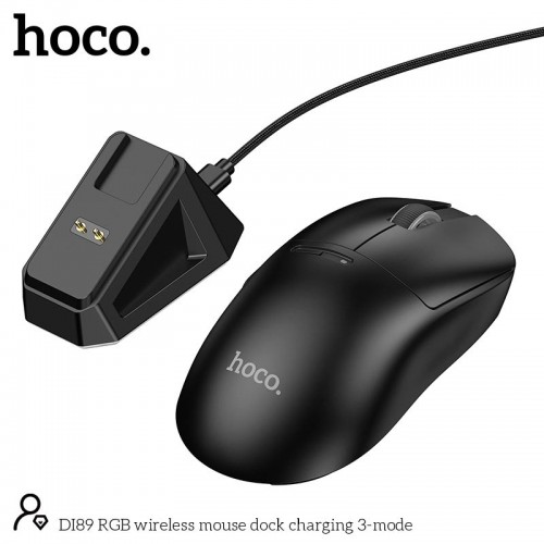 Миша HOCO RGB wireless mouse dock charging 3-mode DI89 |2.4G/BT/Type-C| black