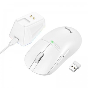 Миша HOCO RGB wireless mouse dock charging 3-mode DI89 |2.4G/BT/Type-C| white
