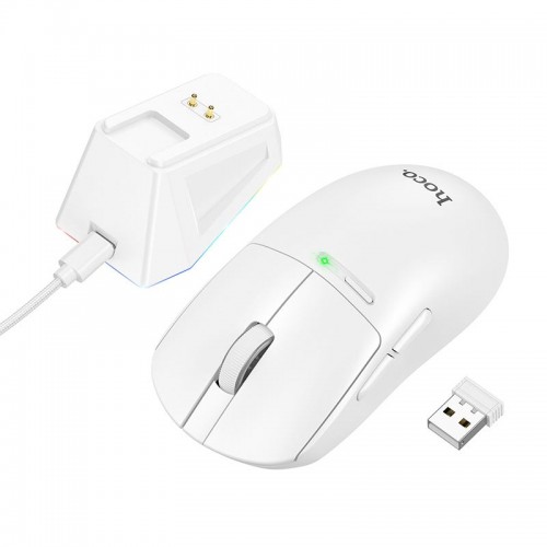 Миша HOCO RGB wireless mouse dock charging 3-mode DI89 |2.4G/BT/Type-C| white