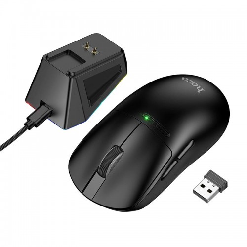 Миша HOCO RGB wireless mouse dock charging 3-mode DI89 |2.4G/BT/Type-C| white