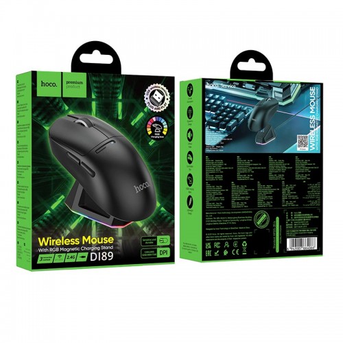 Миша HOCO RGB wireless mouse dock charging 3-mode DI89 |2.4G/BT/Type-C| white