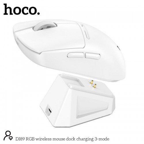 Миша HOCO RGB wireless mouse dock charging 3-mode DI89 |2.4G/BT/Type-C| white