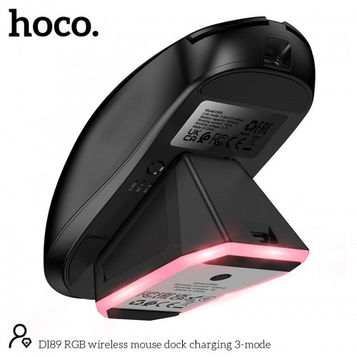 Миша HOCO RGB wireless mouse dock charging 3-mode DI89 |2.4G/BT/Type-C| white