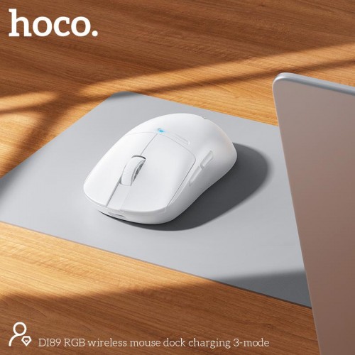 Миша HOCO RGB wireless mouse dock charging 3-mode DI89 |2.4G/BT/Type-C| white